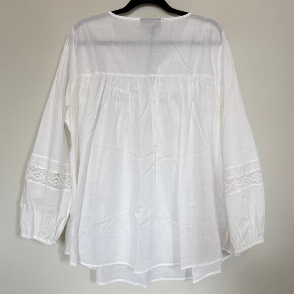 Lane Bryant 18/20 Poet Shirt White Lace Inset Coquette Boho Cottage Renaissance - Picture 2 of 10